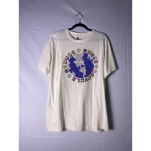 Maggie's Organics Reduce Reuse Recycle Graphic Print White Shirt Women's Size XL